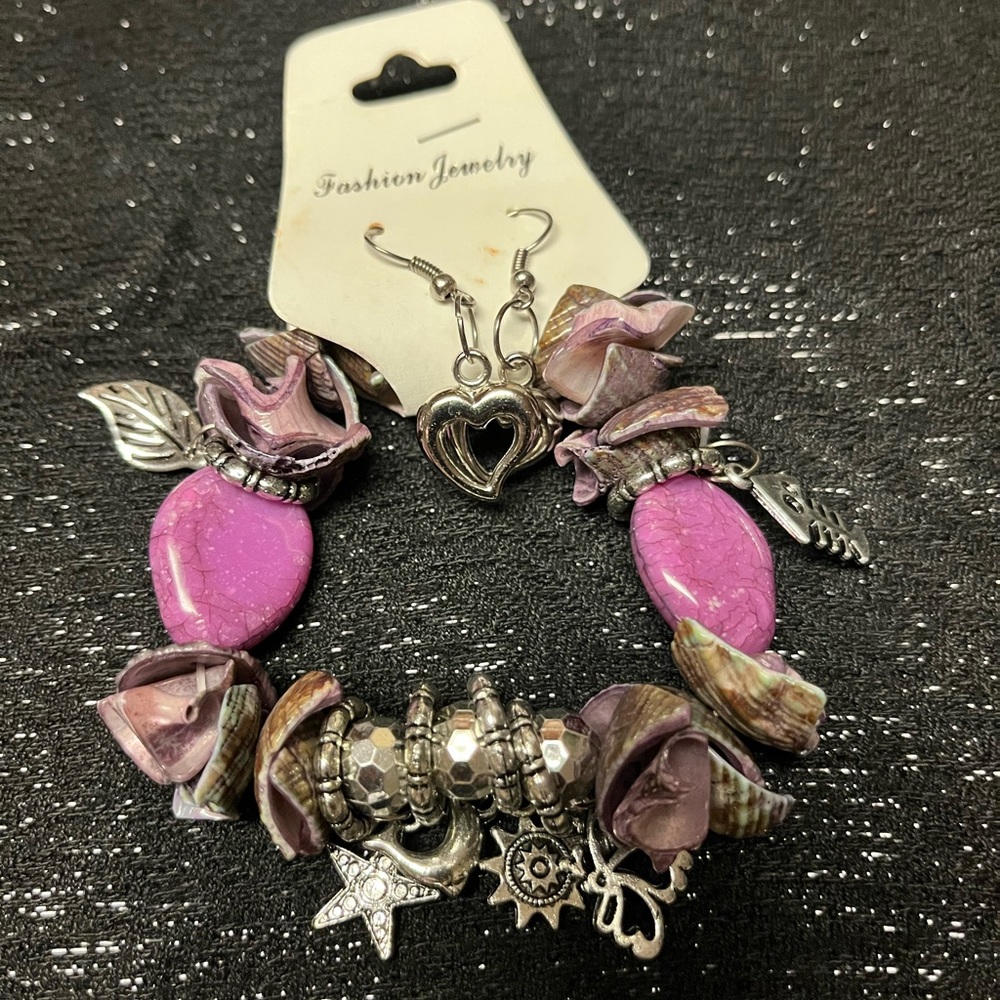 Charm bracelet and earring set
